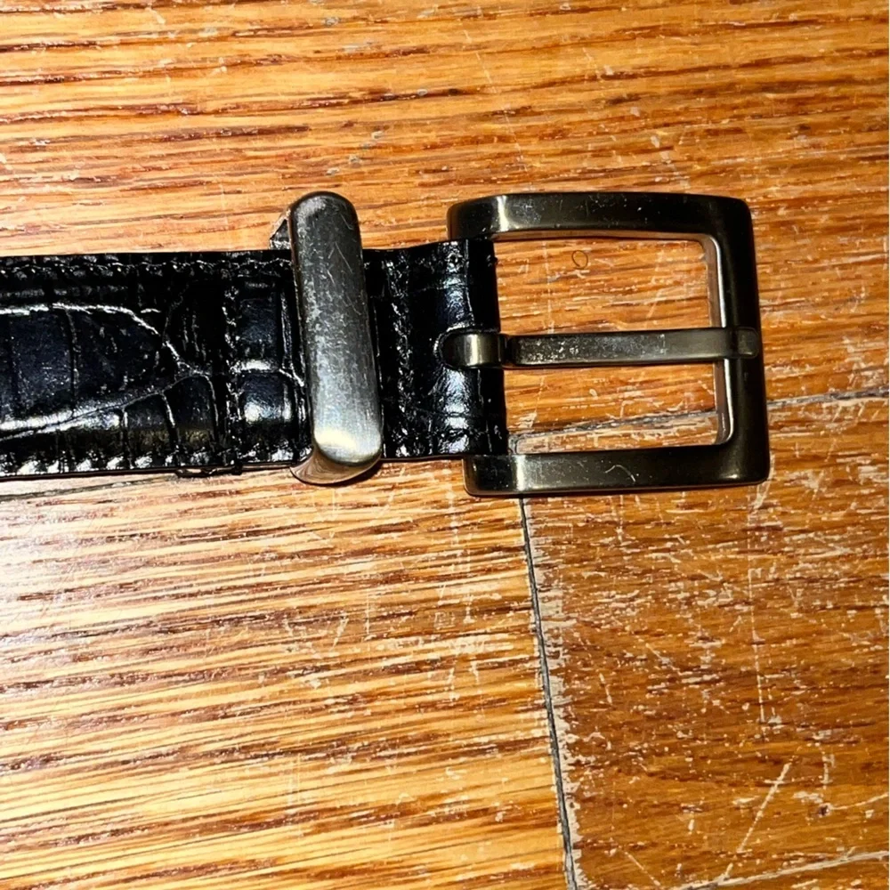 NWOT Talbots genuine leather belt black croc veritable collection boys medium